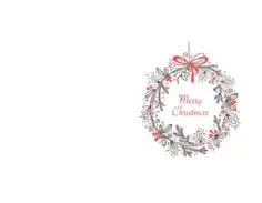 Free Download PDF Books, Christmas Cards Merry Christmas Wreath Simple Coloring Template