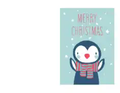 Free Download PDF Books, Christmas Cards Merry Cute Winter Penguin Coloring Template