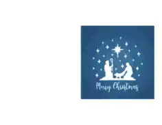 Christmas Cards Merry Jesus Mary Joseph Blue Coloring Template