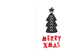 Free Download PDF Books, Christmas Cards Merry Xmas Tree Black Red Coloring Template