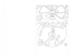 Christmas Cards Peace Joy Bauble Coloring Template