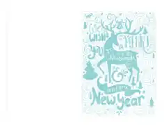 Christmas Cards Wish You Merry Xmas Happy New Year Deer Doodle Blue Coloring Template