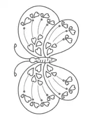 Butterfly Hearts Coloring Template