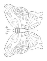 Butterfly Patterned Wings Spread Coloring Template