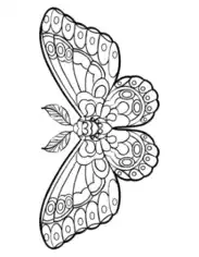 Butterfly Stylized Wing Pattern Feathered Antennae Coloring Template