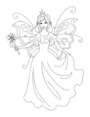 Free Download PDF Books, Butterfly Winged Fairy Coloring Template