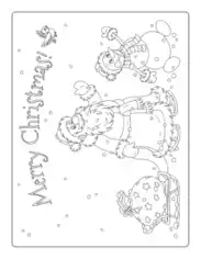Christmas Merry Santa Snowman Sleigh Sack Coloring Template
