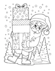 Free Download PDF Books, Christmas Santa Holding Presents Snowing Coloring Template
