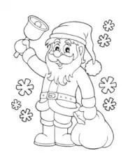 Free Download PDF Books, Christmas Santa Sack Snowflakes Bell Coloring Template