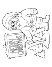 Santa Father Merry Christmas Sign Coloring Template