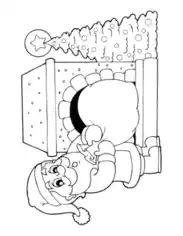 Free Download PDF Books, Santa Pulling Sack Of Presents Out Of Fireplace Coloring Template