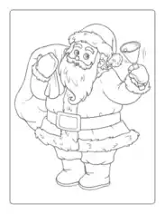 Free Download PDF Books, Santa Ringing Bell Carrying Sack Coloring Template