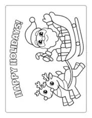 Santa Sleigh Reindeer Candy Cane Coloring Template