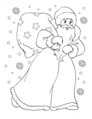 Free Download PDF Books, Santa Walking In Snow With His Sack Coloring Template