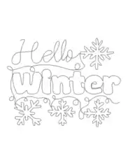 Snowflake Hello Winter Sign Winter Coloring Templat