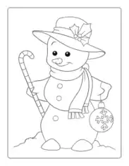 Free Download PDF Books, Snowman Cute Candy Cane Ornament Preschoolers Winter Coloring Templat