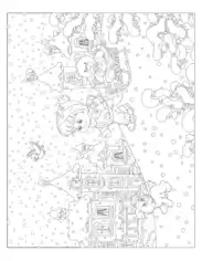 Free Download PDF Books, Winter Child Toboggan Sled Teddy Puppy Snowing Coloring Templat