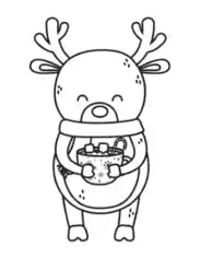 Free Download PDF Books, Winter Cute Reindeer With Hot Chocolate Coloring Templat