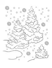 Free Download PDF Books, Winter Snow Falling Trees Coloring Templat