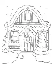 Free Download PDF Books, Winter Snow On House Roof Coloring Templat