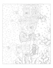 Free Download PDF Books, Winter Wintertime Scene Boy Sledding Snowman Village Coloring Templat