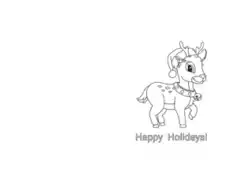 Christmas Coloring Rudolph Happy Holidays Card Template