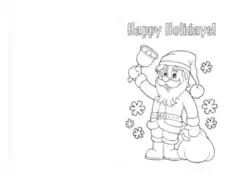 Christmas Coloring Santa Sack Happy Holidays Card Template