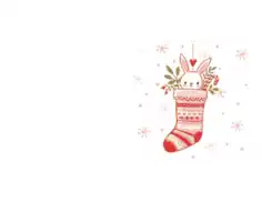 Free Download PDF Books, Christmas Cute Bunny Stocking Card Template