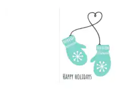 Free Download PDF Books, Christmas Happy Holidays Mittens Heart Card Template