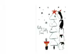 Free Download PDF Books, Christmas Holly Jolly Penguin Tree Cute Card Template