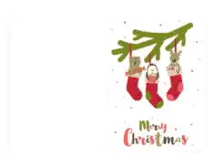 Christmas Merry Cute Stockings Branch Card Template