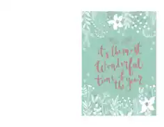 Free Download PDF Books, Christmas Most Wonderful Time Of Year Botanical Card Template