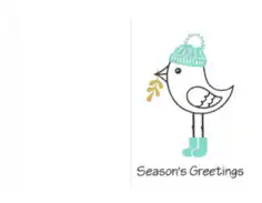 Free Download PDF Books, Christmas Seasons Greetings Cute Bird Card Template