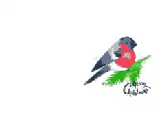 Free Download PDF Books, Christmas Watercolor Robin Merry Card Template
