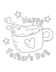 Free Download PDF Books, Cup Coffee Hearts Fathers Day Coloring Template