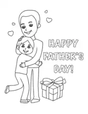 Father Daughter Hug Fathers Day Coloring Template