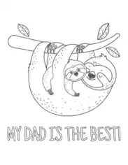 Sloths Best Dad Fathers Day Coloring Template