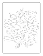 Free Download PDF Books, Hello Autumn Fall Leaves Autumn and Fall Coloring Template
