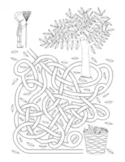 Free Download PDF Books, Rake Leaves Maze Activity Sheet Autumn and Fall Coloring Template