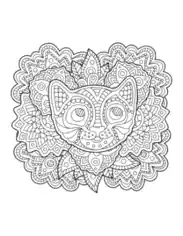Cat Face Patterned Cat Coloring Template