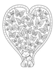 Cats Heart Tails Butterflies Cat Coloring Template