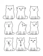 Cute Cartoon Outlines Cat Coloring Template
