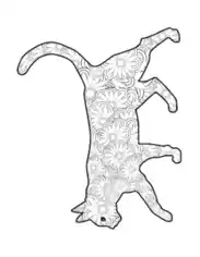 Flower Pattern Cat Coloring Template