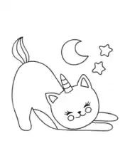 Free Download PDF Books, Unicorn Cute Sleepy Caticorn Cat Coloring Template