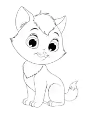 Free Download PDF Books, Wide Eyed Cute Cat Coloring Template
