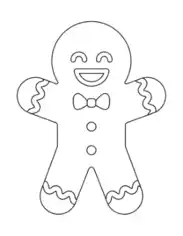 Gingerbread Man Cute Icing Large Coloring Template