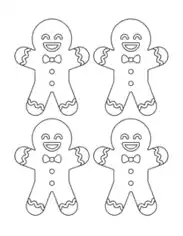 Gingerbread Man Cute Icing Small Coloring Template