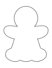 Gingerbread Man Girl Blank Large Coloring Template
