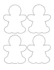 Gingerbread Man Girl Blank Small Coloring Template