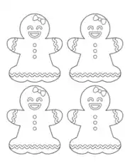 Gingerbread Man Girl Icing Small Coloring Template